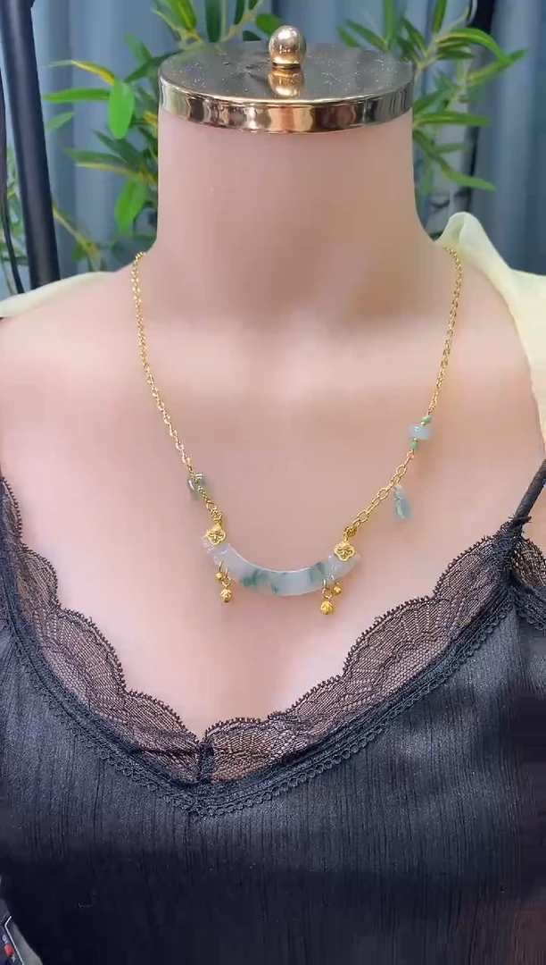 翡翠银S925镶嵌颈饰净货12932