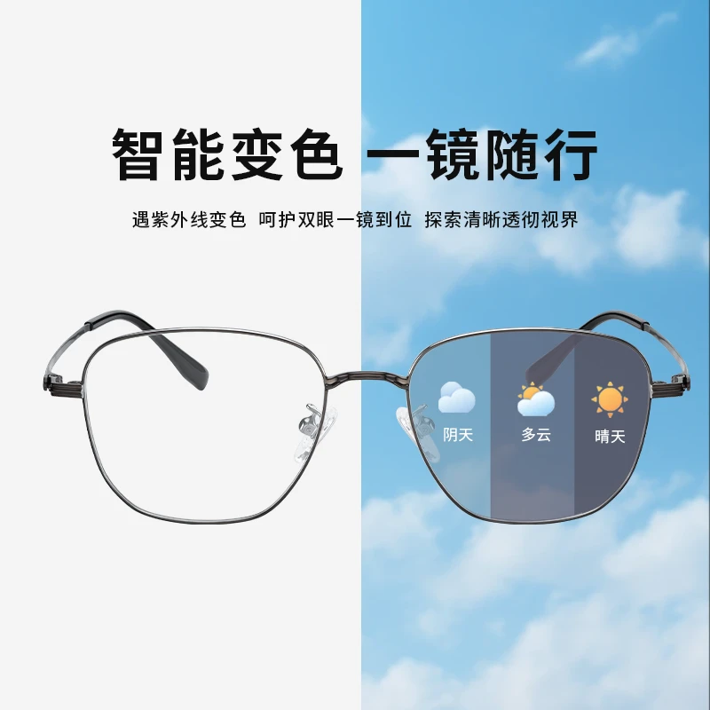 洛伊士变色墨镜男女同款眼镜自动感光防蓝光抗辐射配度数联系客服商品图