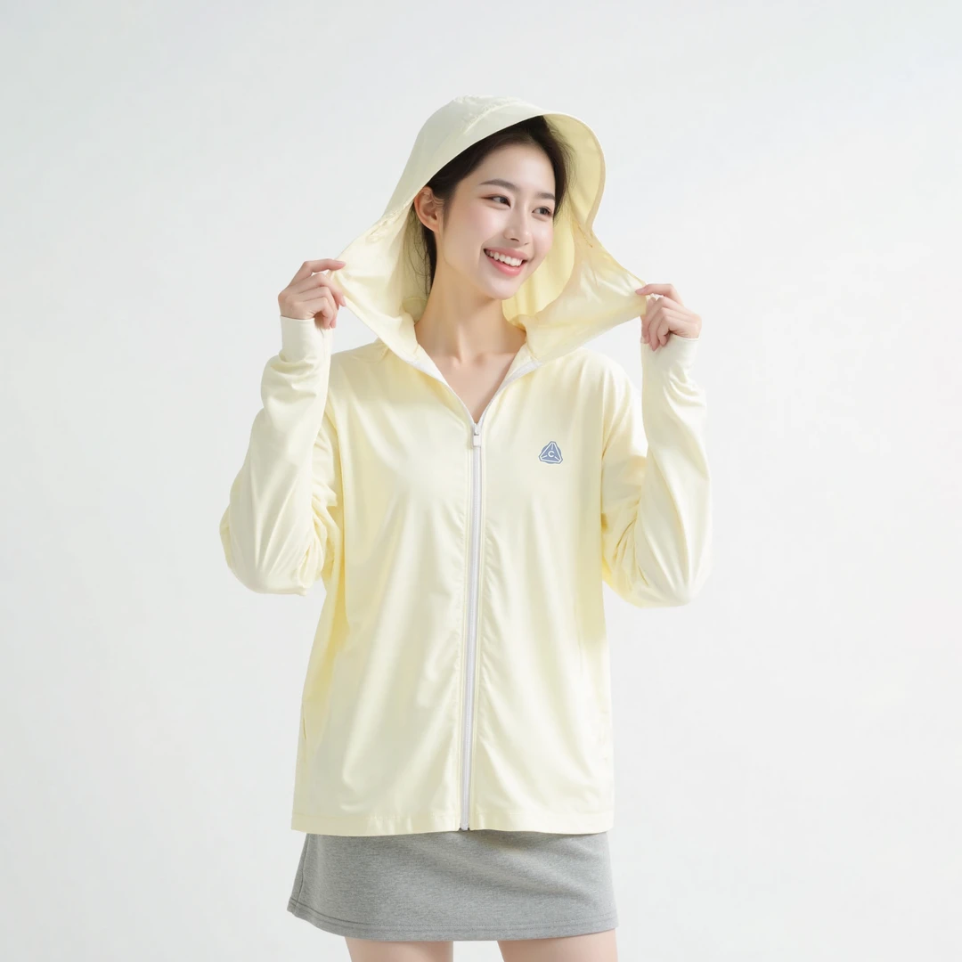 女款冰丝防晒衣皮肤衣女夏季外穿遮阳透气冰丝长袖连帽防紫外线