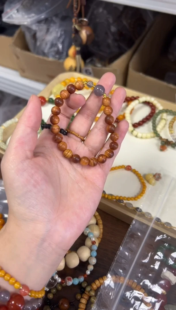 未镶嵌柏木（崖柏）手串红油崖柏玛瑙圆珠手串8M[2495]