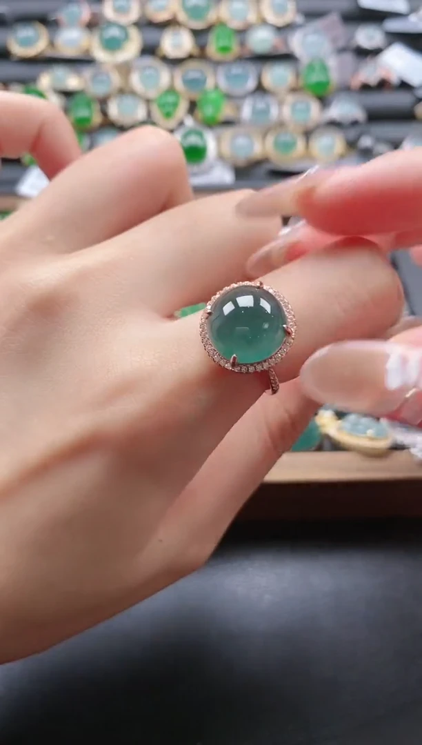 【闪购商品】翡翠戒指银S925镶嵌5151