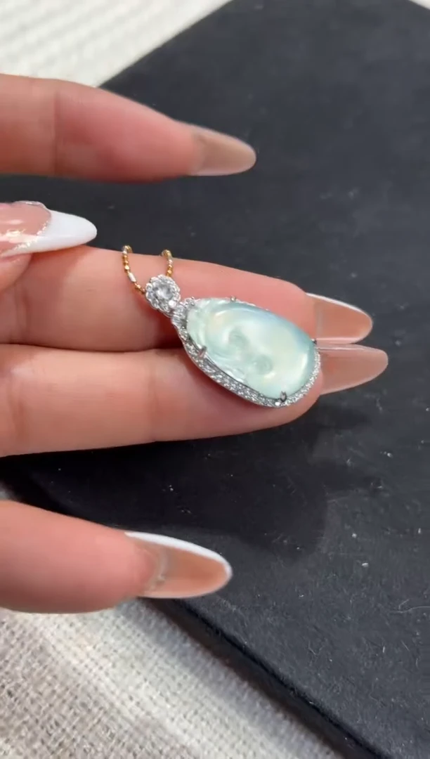 吊坠(不含链)银S925镶嵌翡翠吊坠