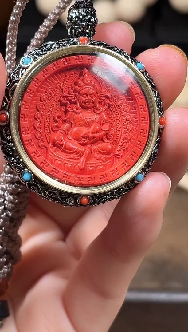 【闪购商品】果皮木雕黄财神辰砂脖挂文玩挂饰