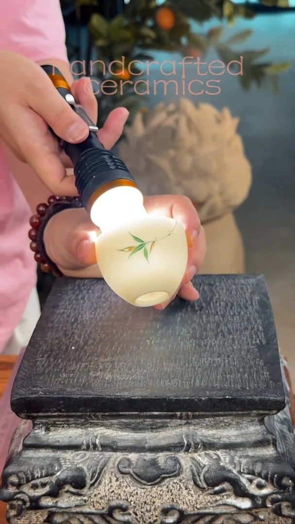 陶瓷手工釉上彩玉白泥杯