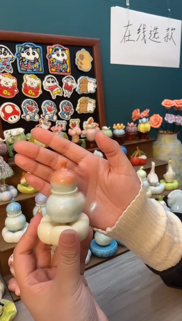 摆件陶橘色葫芦景德镇陶瓷摆件1个装