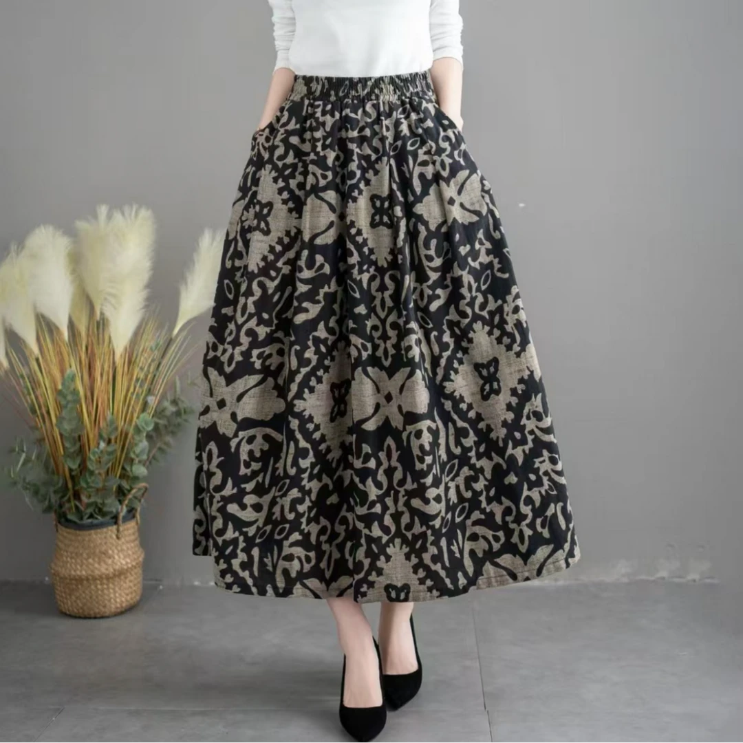 【春款棉麻】【多花型】碎花A字裙女显瘦时尚洋气半身裙民族风高腰裙