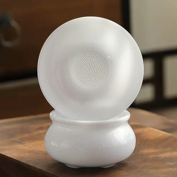 璞玉过滤组冰种羊脂玉瓷全瓷茶漏茶叶过滤网功夫茶具配件家用办公