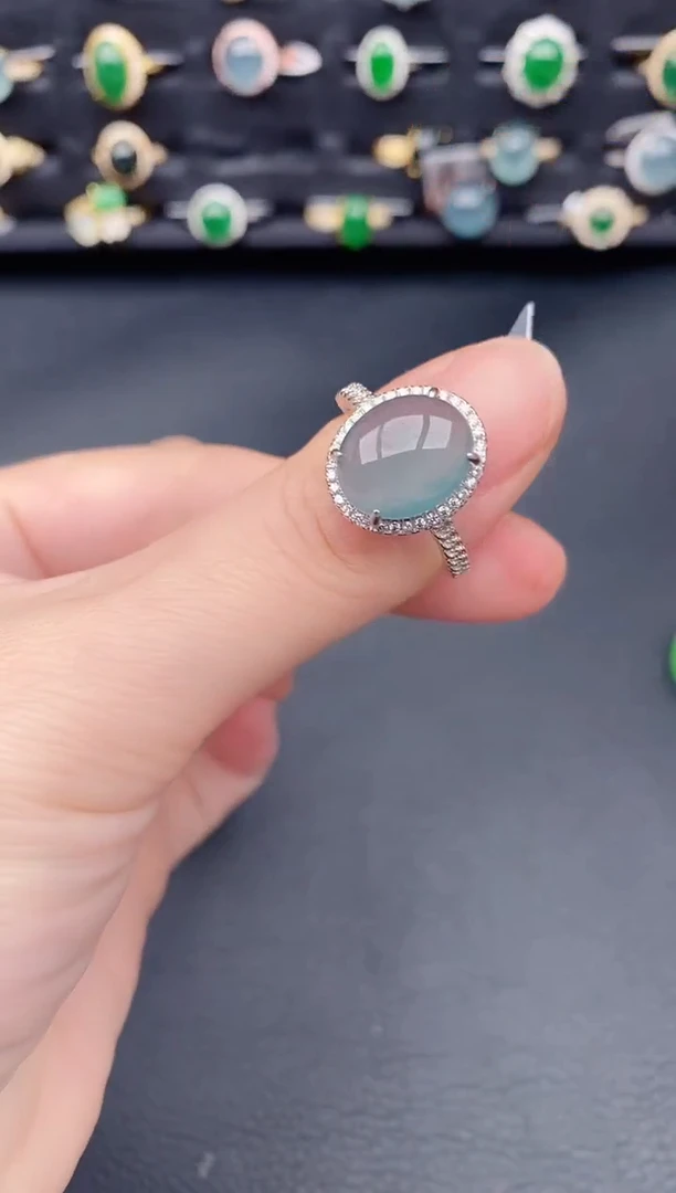 银S925镶嵌戒指翡翠天然a货翡翠464