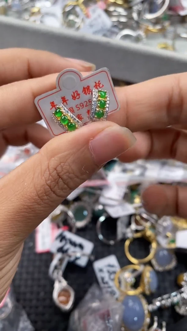 银S925镶嵌戒指翡翠111----8