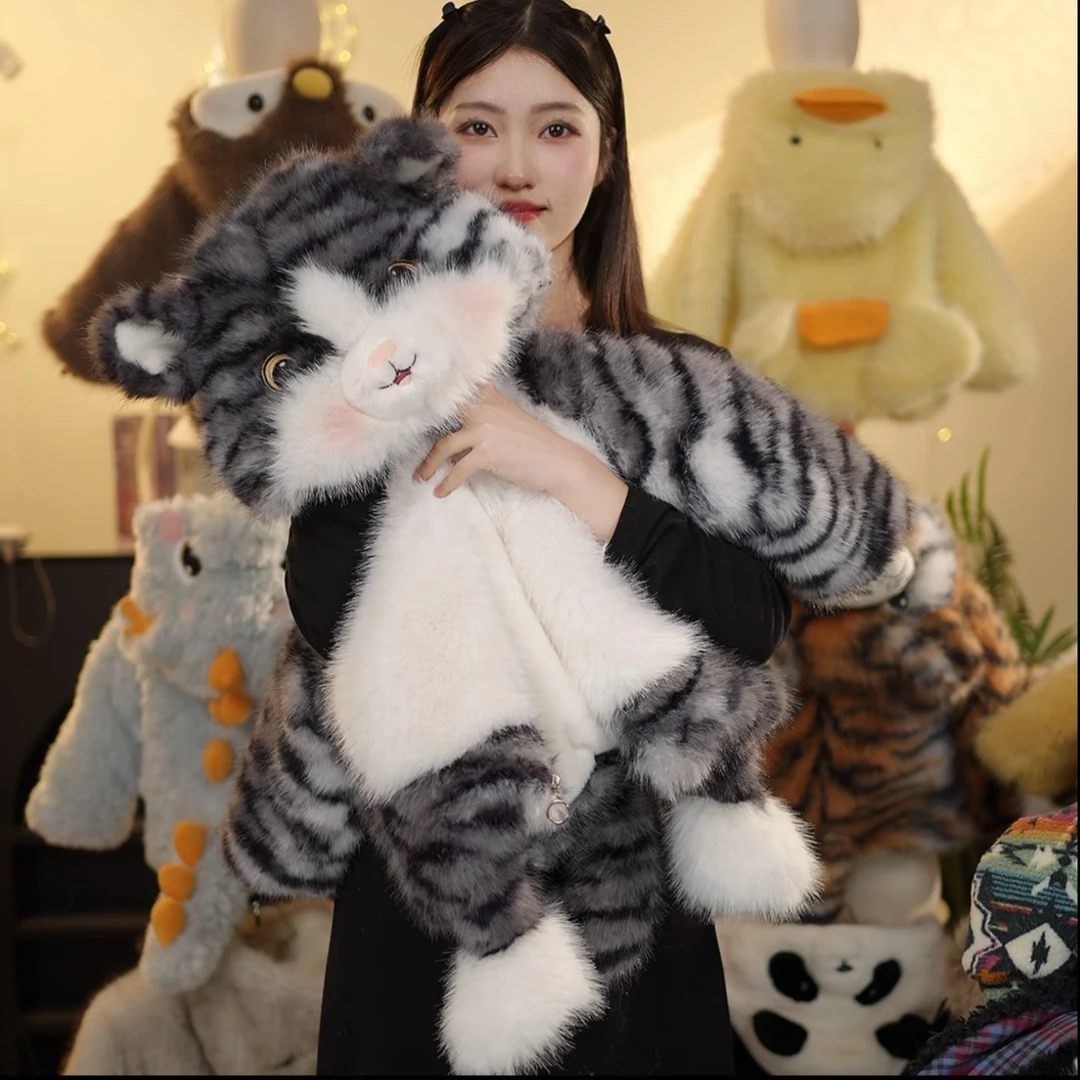 男女童新款冬季毛绒毛茸茸萌宝虎花猫草草冬季保暖超萌加厚外套潮