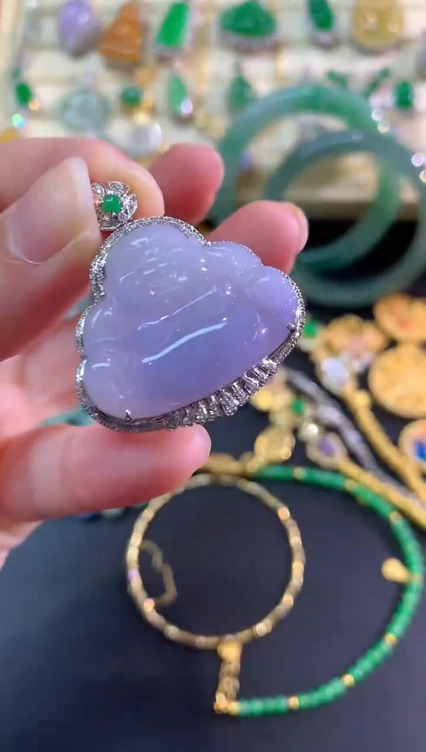 吊坠(不含链)18K金镶嵌翡翠吊坠|3500+150