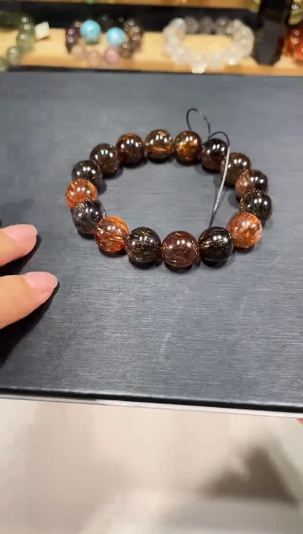 未镶嵌手链水晶A183黑金超七手链12+