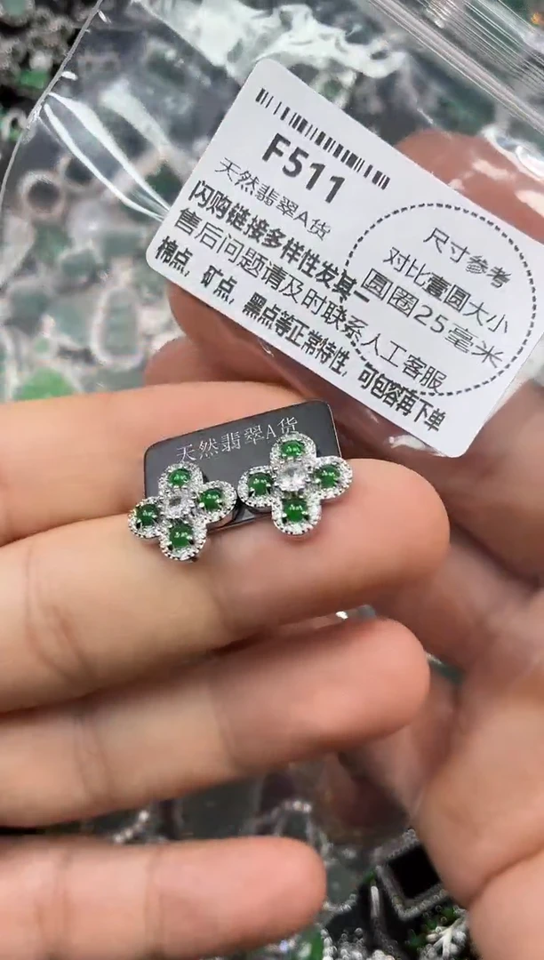 颈饰未镶嵌翡翠F511耳钉
