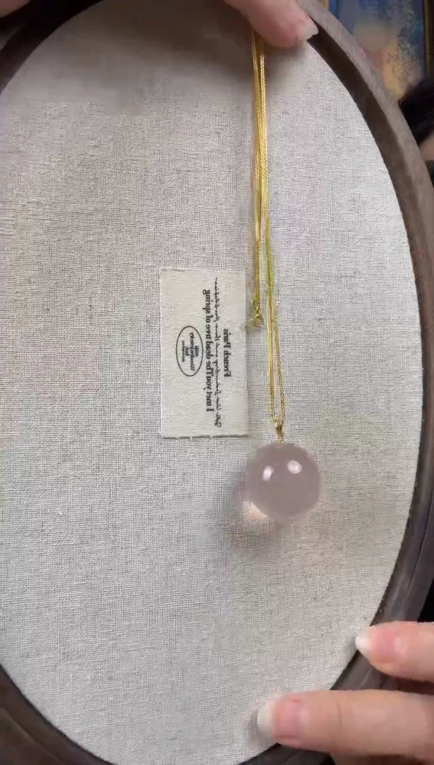 项链18K金镶嵌水晶粉水晶球球