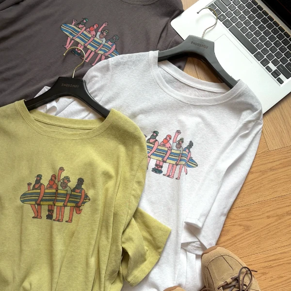 【瘦瘦】夏日冲浪-大码夏季圆领套头印花宽松可爱休闲短袖S01444