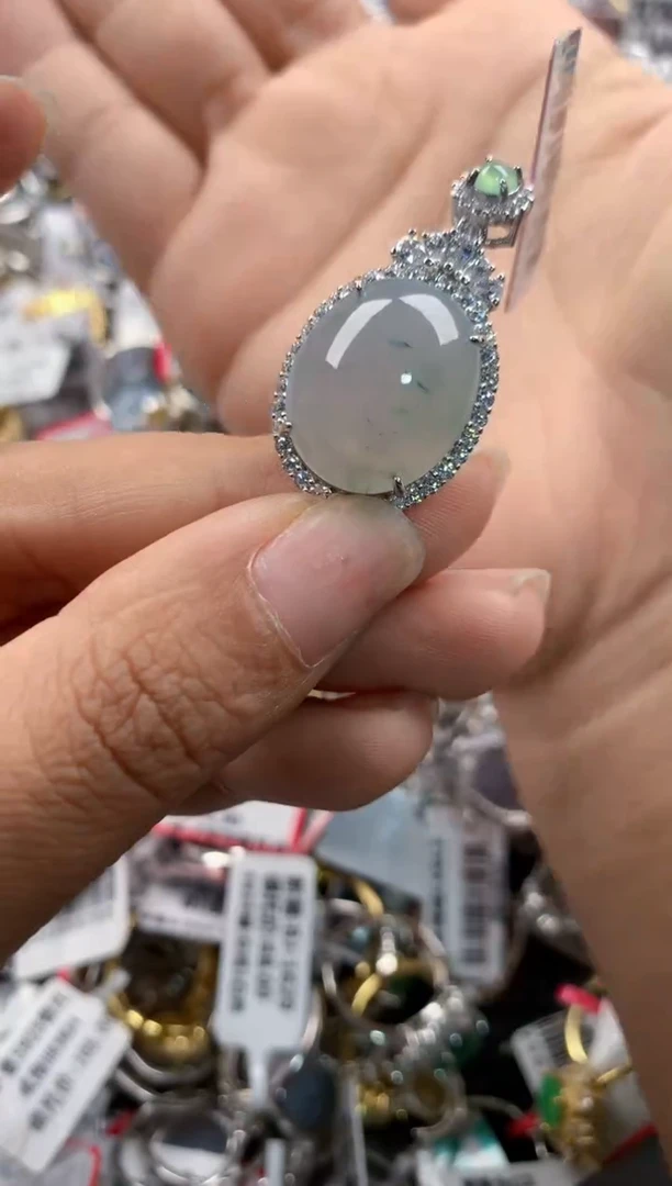 银S925镶嵌戒指翡翠444   1