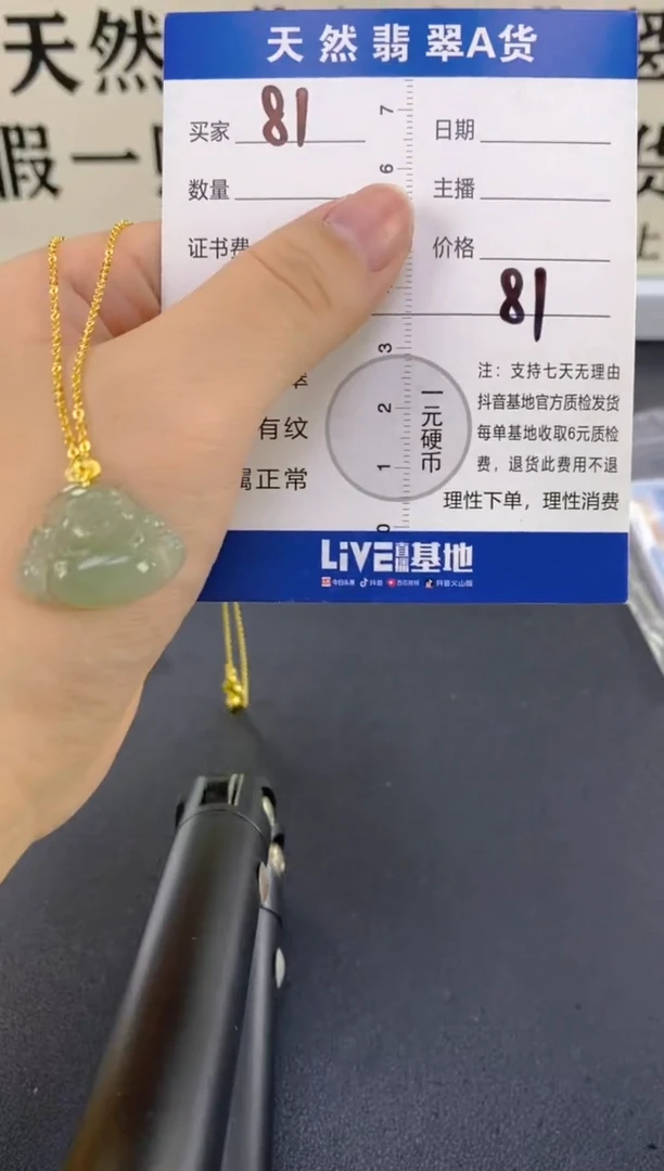 【闪购商品】翡翠颈饰18K金镶嵌天然A货翡翠  81