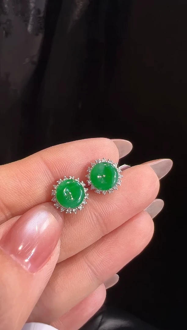 【闪购商品】翡翠耳饰18K金镶嵌耳饰