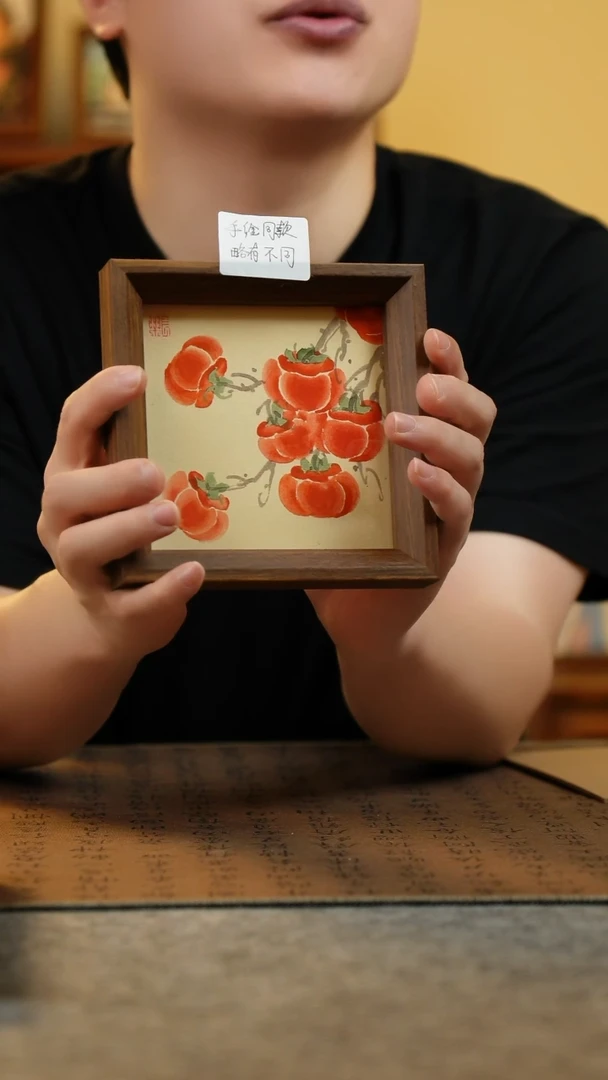 国画14*14纯手绘国风国画摆台
