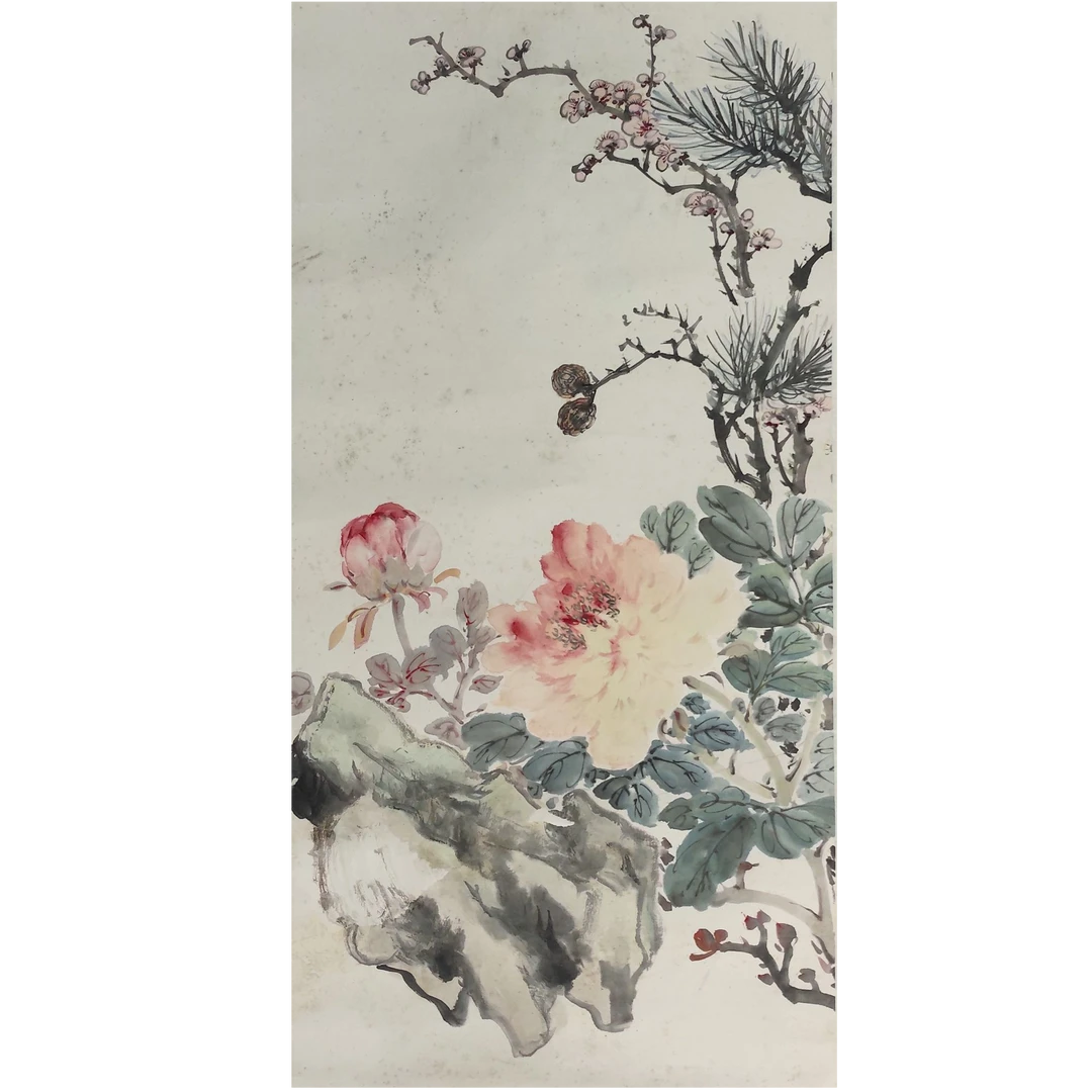 LOT.154 《花卉》69*37cm 纸本设色立轴