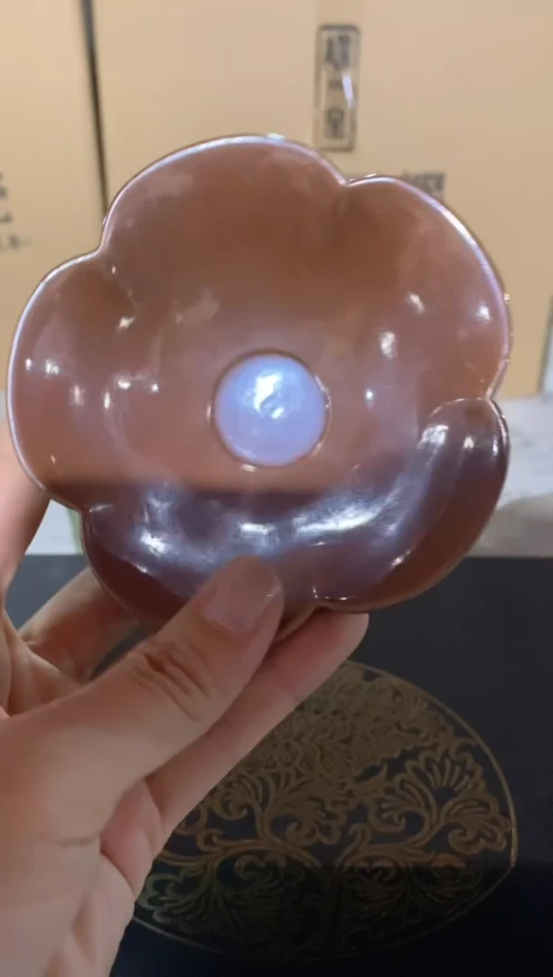 瓷片【微瑕处理 】091507 紫金釉花口盏 一个