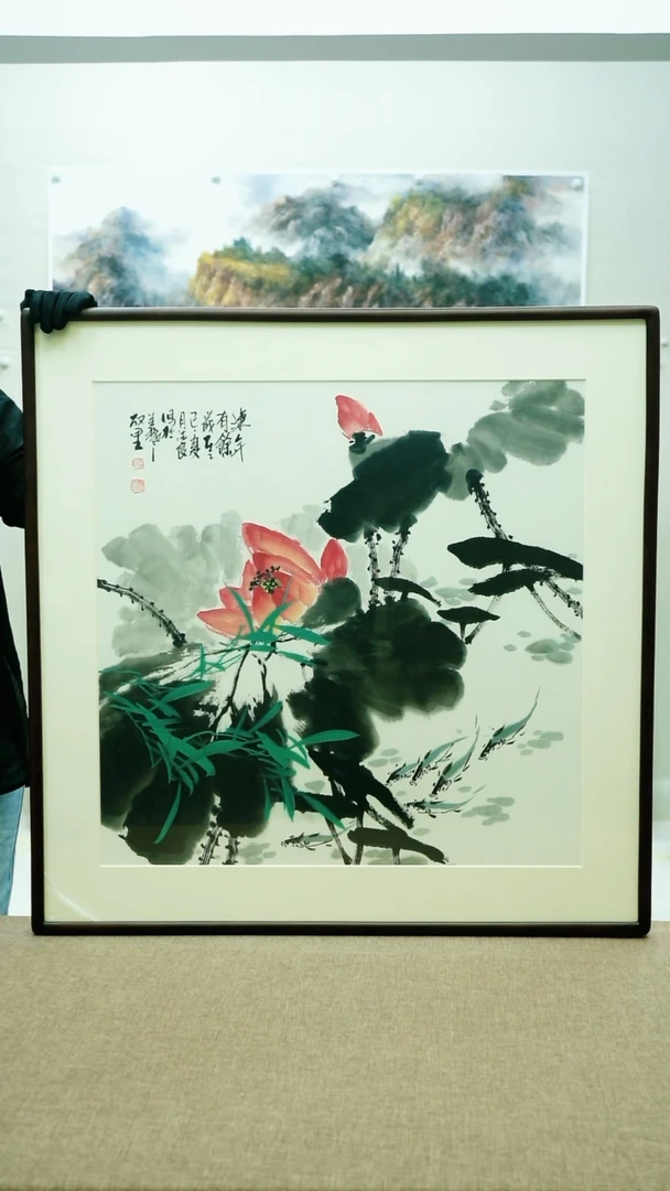 88*88李法良手绘花鸟带框