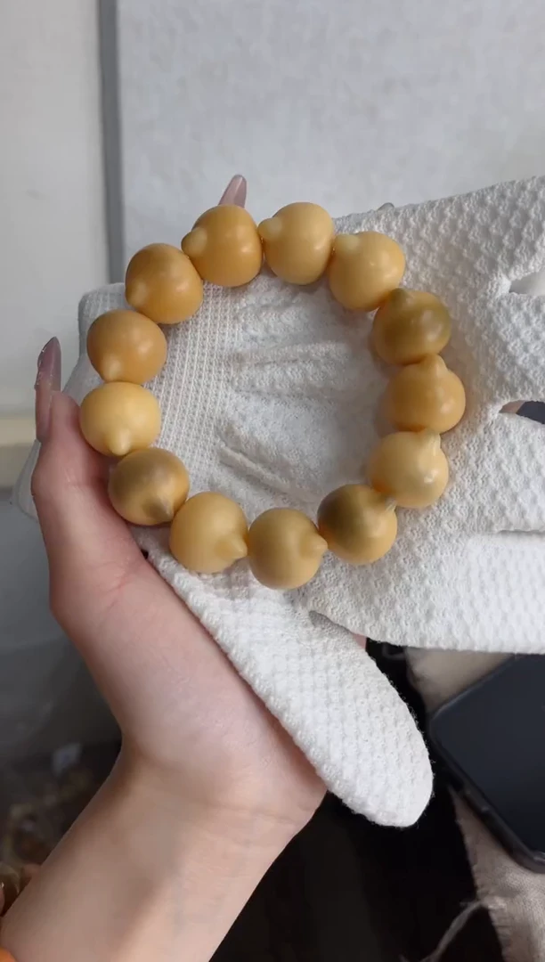 【闪购商品】菩提根/象牙果手串干磨猫猫头21mm瑕疵不补T62