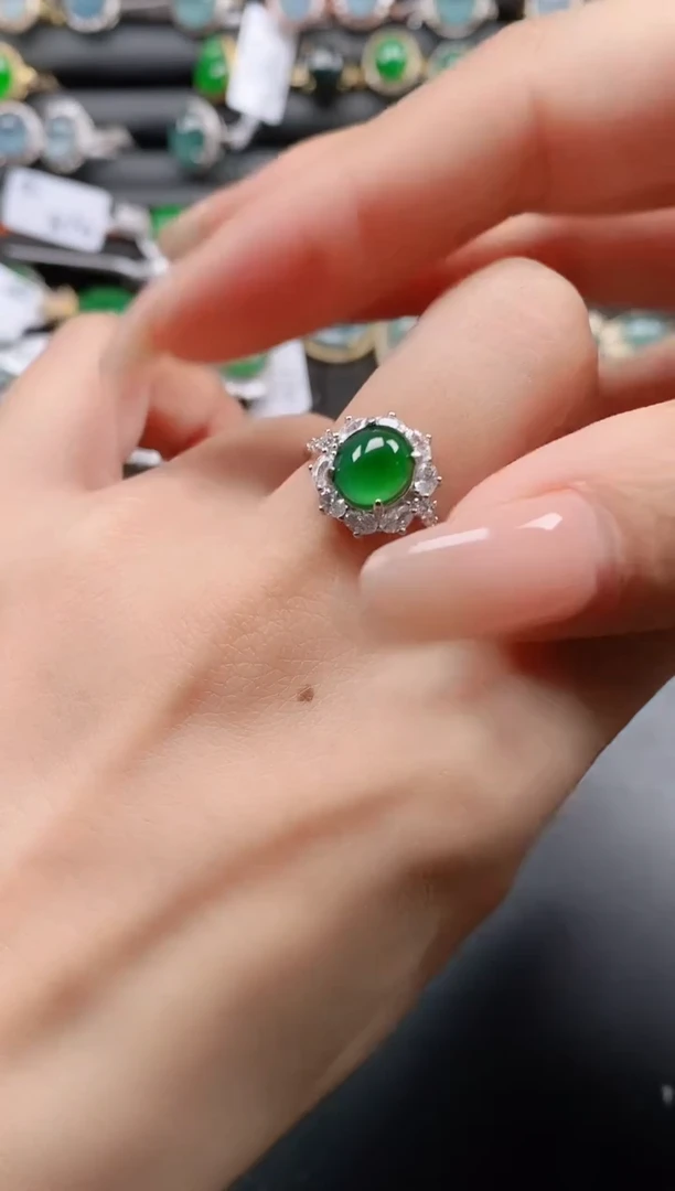 银S925镶嵌戒指翡翠11