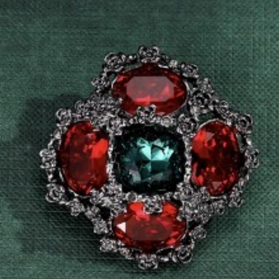 铜合金仿水晶胸针 禧娘娘-小众手工时尚创意复古大衣胸针-S3461