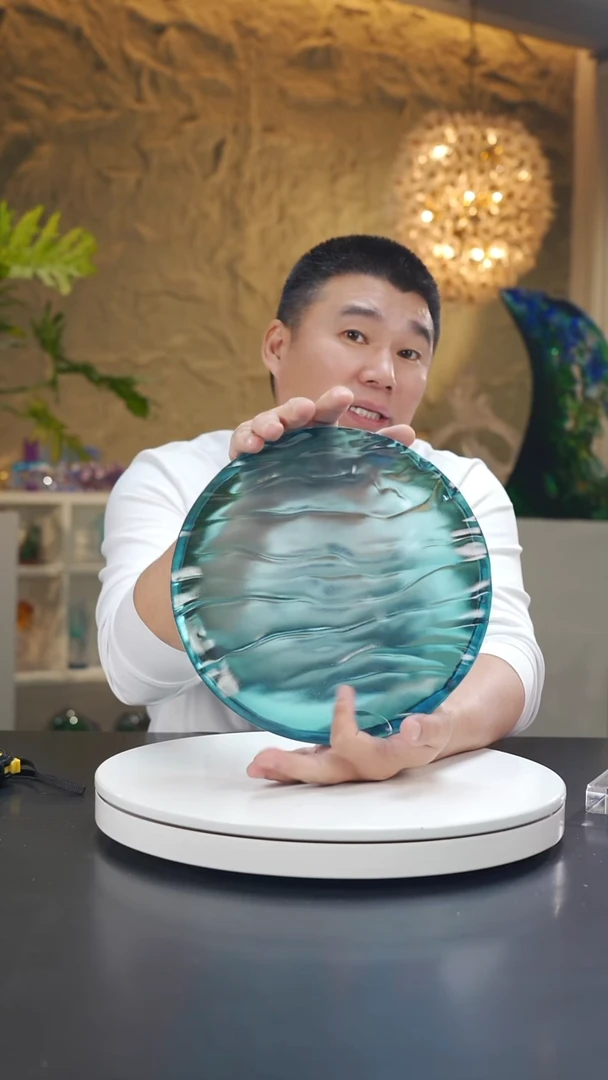 手工艺品琉璃宝石蓝色水波纹果盘