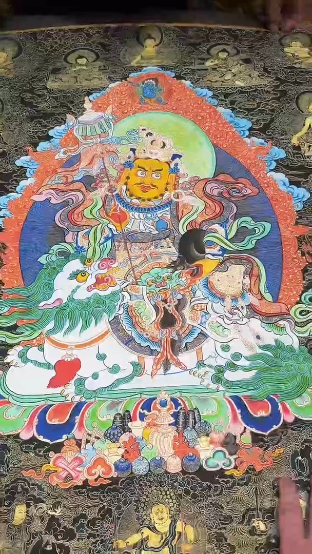 卷轴画【主播精品】高端卷轴画——唐卡AA2八马财神