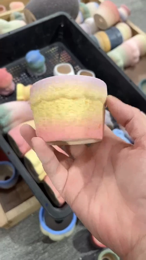 麦饭石粗陶多肉花盆口径6*4