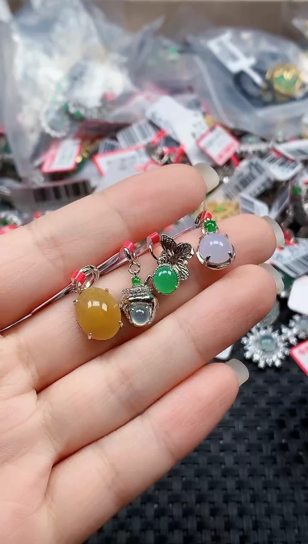 银S925镶嵌戒指翡翠天然A货缅甸翡翠