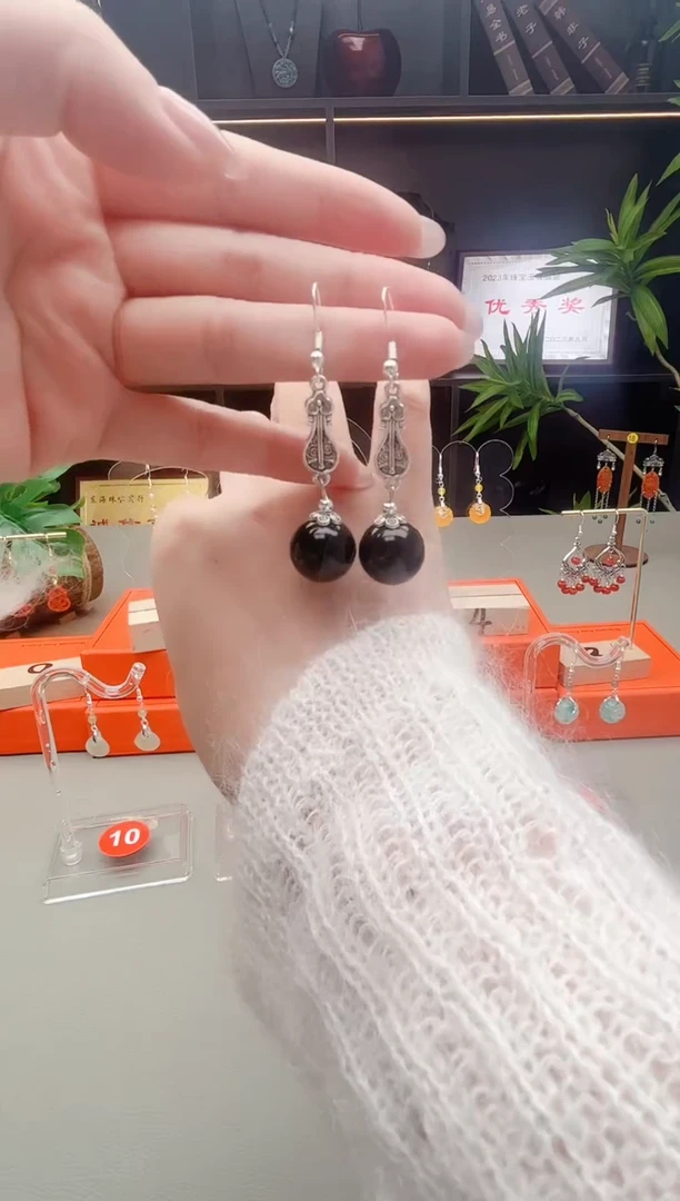 未镶嵌黑曜岩耳饰314