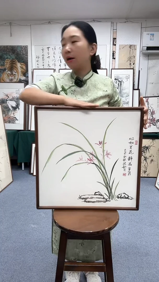 国画52*52实木画框京东包邮手绘