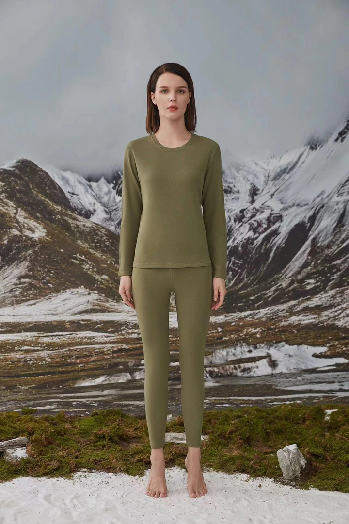 【不挑】MC201T女士圆领螺纹套装舒适保暖套装