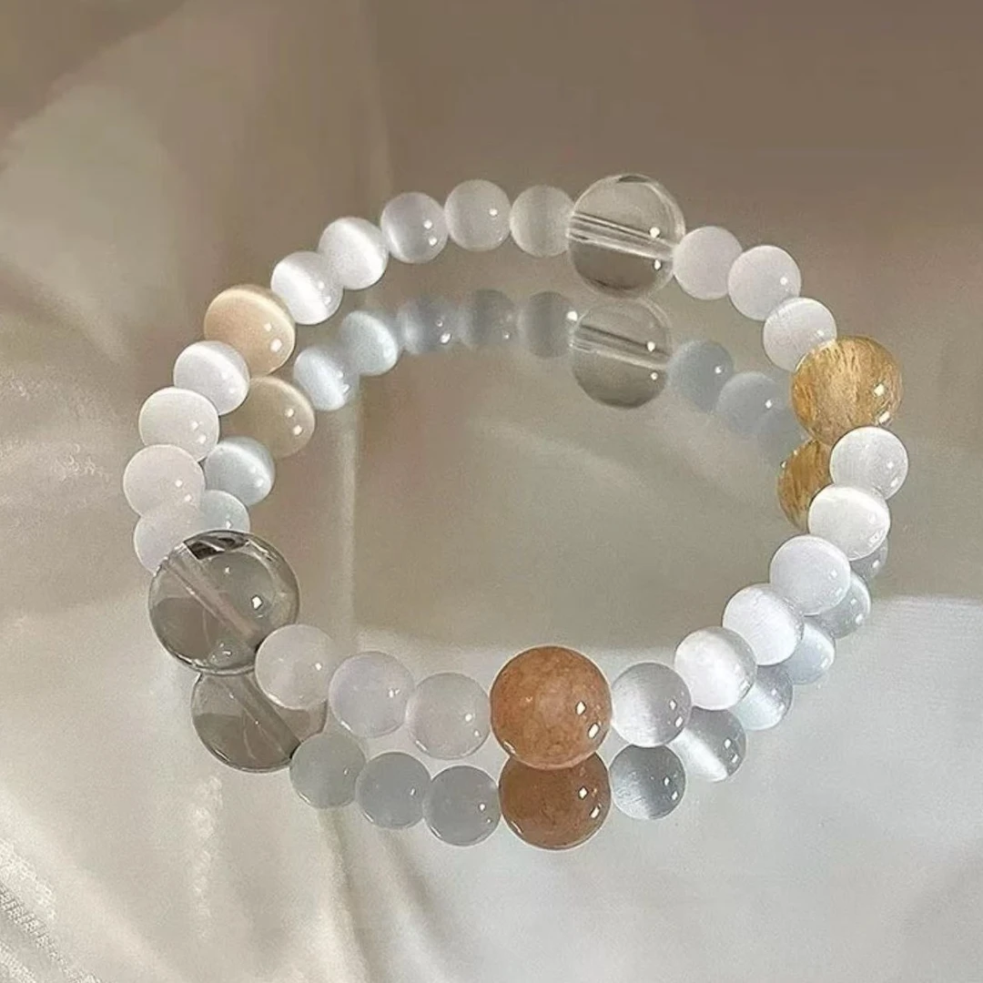 非金属仿水晶手链 新中式显白冰蓝猫眼石手串手链