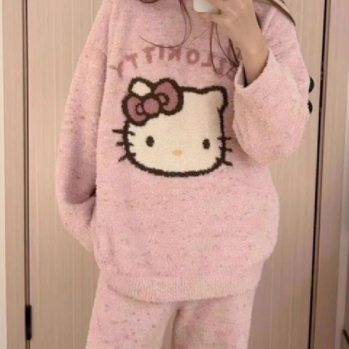 【保暖搭子】2024秋冬新款半边绒女士家居服睡衣女保暖搭子套装