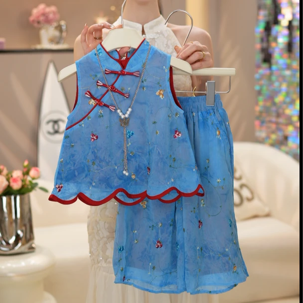 国风汉元素女孩古风套装女童夏季复古中式裙仙气套装时尚