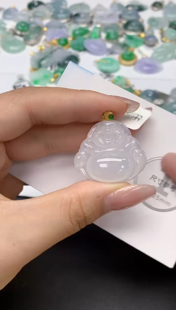 颈饰18K金镶嵌翡翠天然缅甸a货翡翠百元以上9元证书费自理