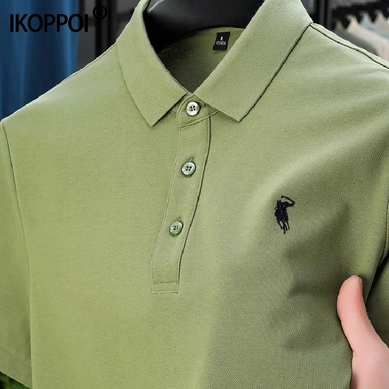 高端高品质POLO衫短袖男2025夏季新款纯色潮流小马标刺绣翻领T恤