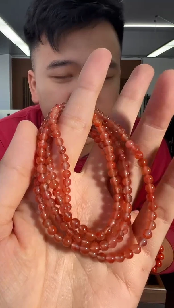 未镶嵌手链南红玛瑙A2九口高冰飘花多圈南红手串4mm+