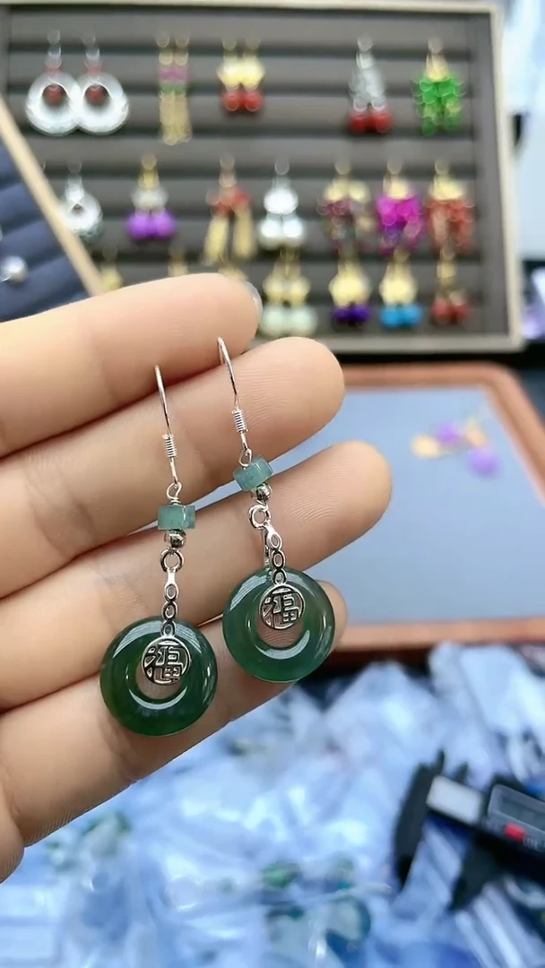 【闪购商品】翡翠耳饰银S925镶嵌415000