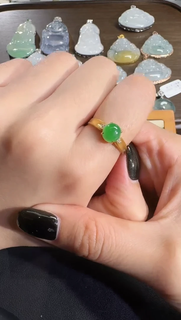 吊坠(不含链)18K金镶嵌翡翠【源头工厂】钻石镶嵌