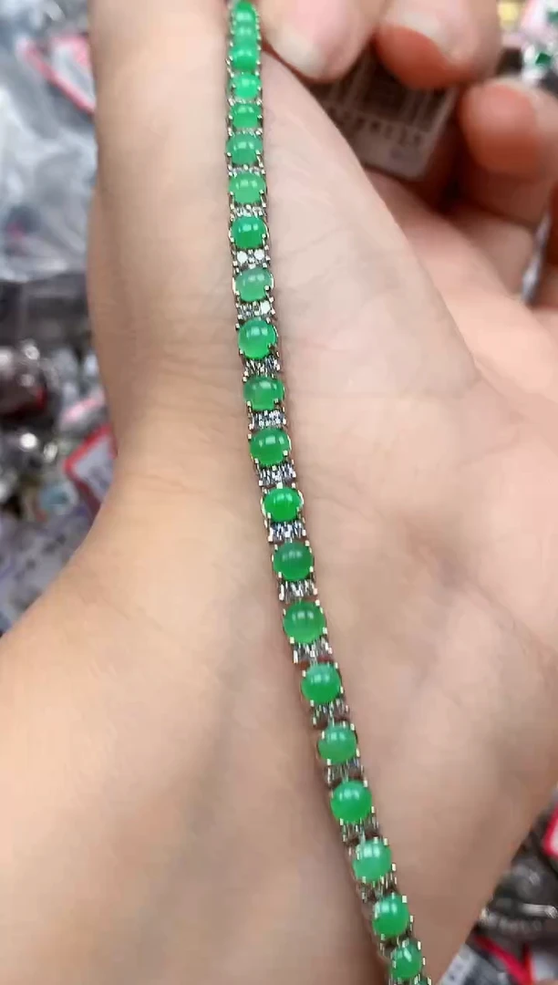 银S925镶嵌戒指翡翠天然A货缅甸翡翠