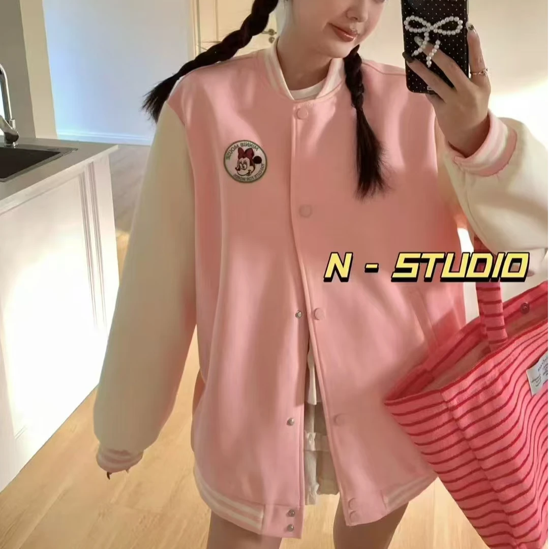 【纯熙+】早春新款拼色小鼠标棒球服外套女韩版宽松百搭上衣