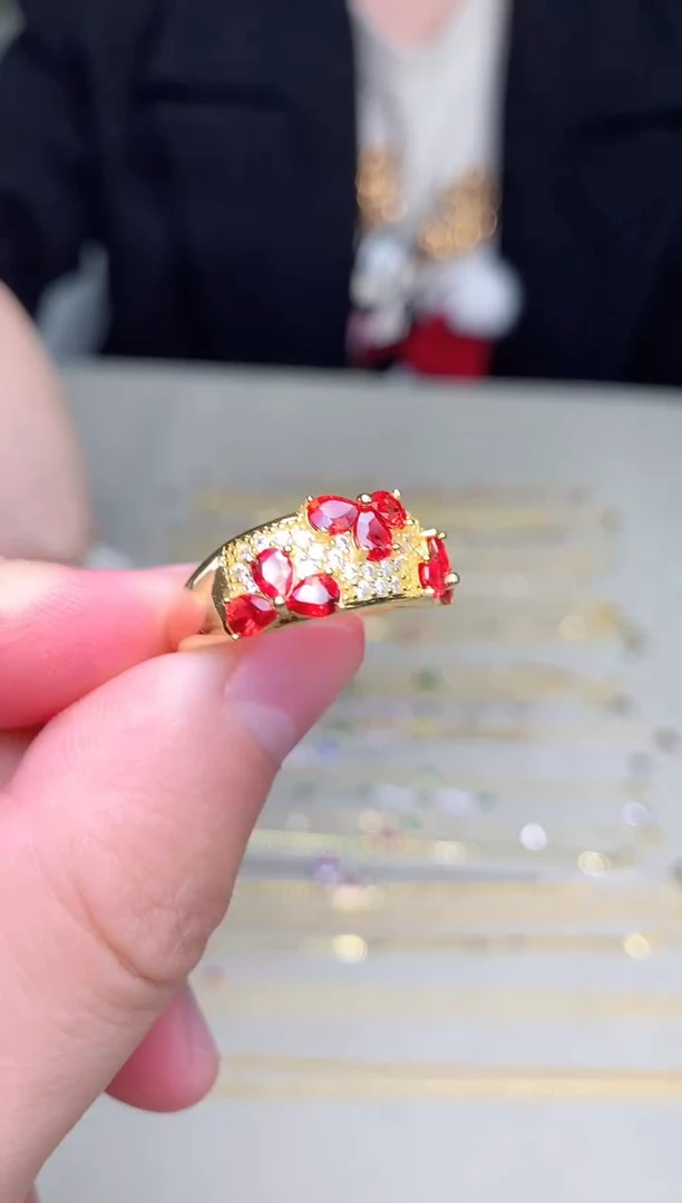 戒指蓝宝石银S925镶嵌戒指