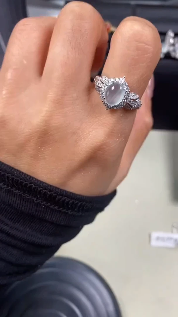 【闪购商品】翡翠戒指银S925镶嵌9659