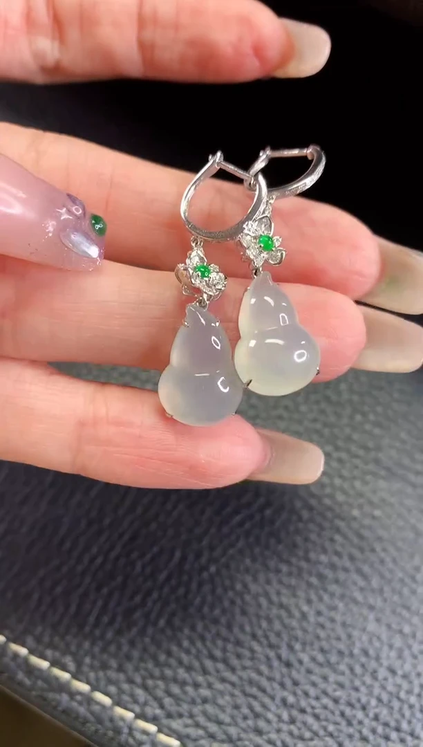 【闪购商品】翡翠耳饰18K金镶嵌葫芦耳饰