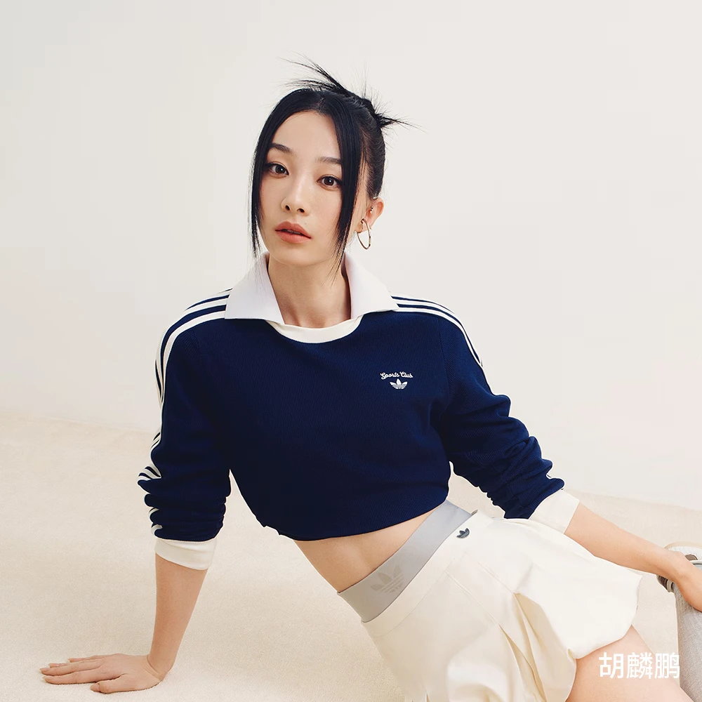 adidas/阿迪达斯三叶草女子欧若风华夫格运动长袖POLO衫 JM8012